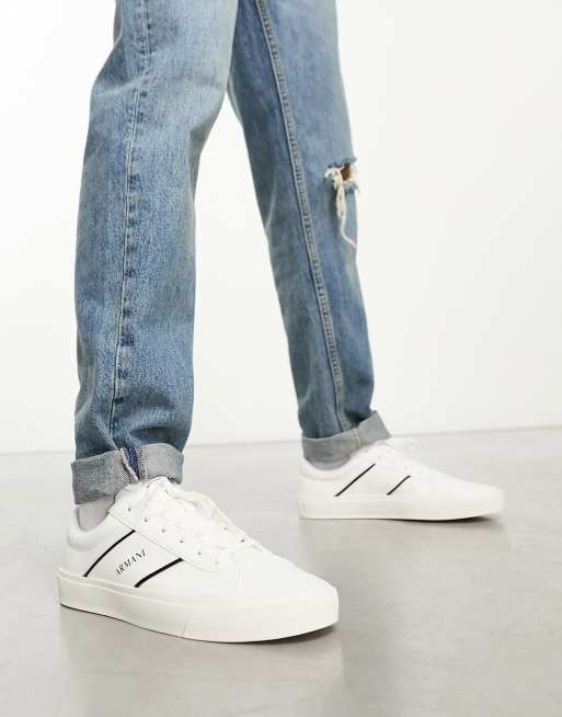 Armani Exchange logo sneakers in white