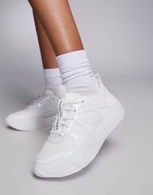 Armani Exchange logo sneakers in white