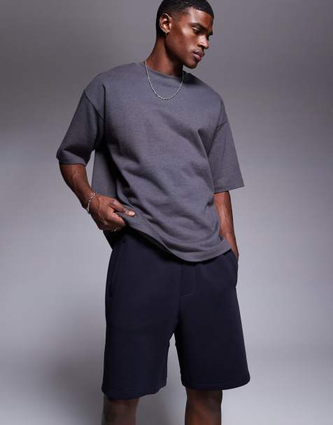 Armani Exchange logo sweat shorts in navy - view 1