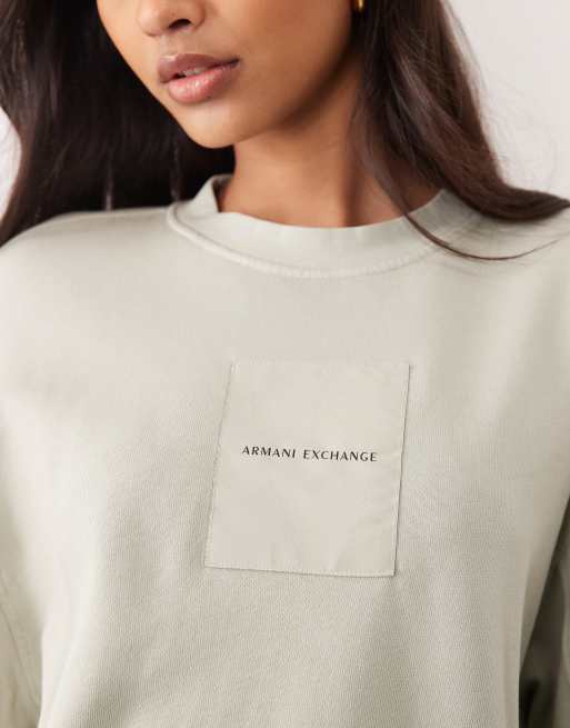 Armani Exchange logo sweatshirt in ecru, 3 of 4