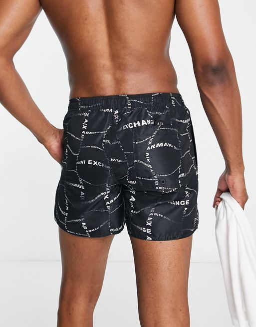 Armani Exchange logo swim shorts in black | ASOS