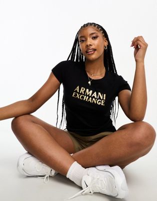 Armani Exchange logo t-shirt in black