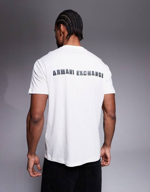 Armani Exchange logo t-shirt in cream, 3 of 5