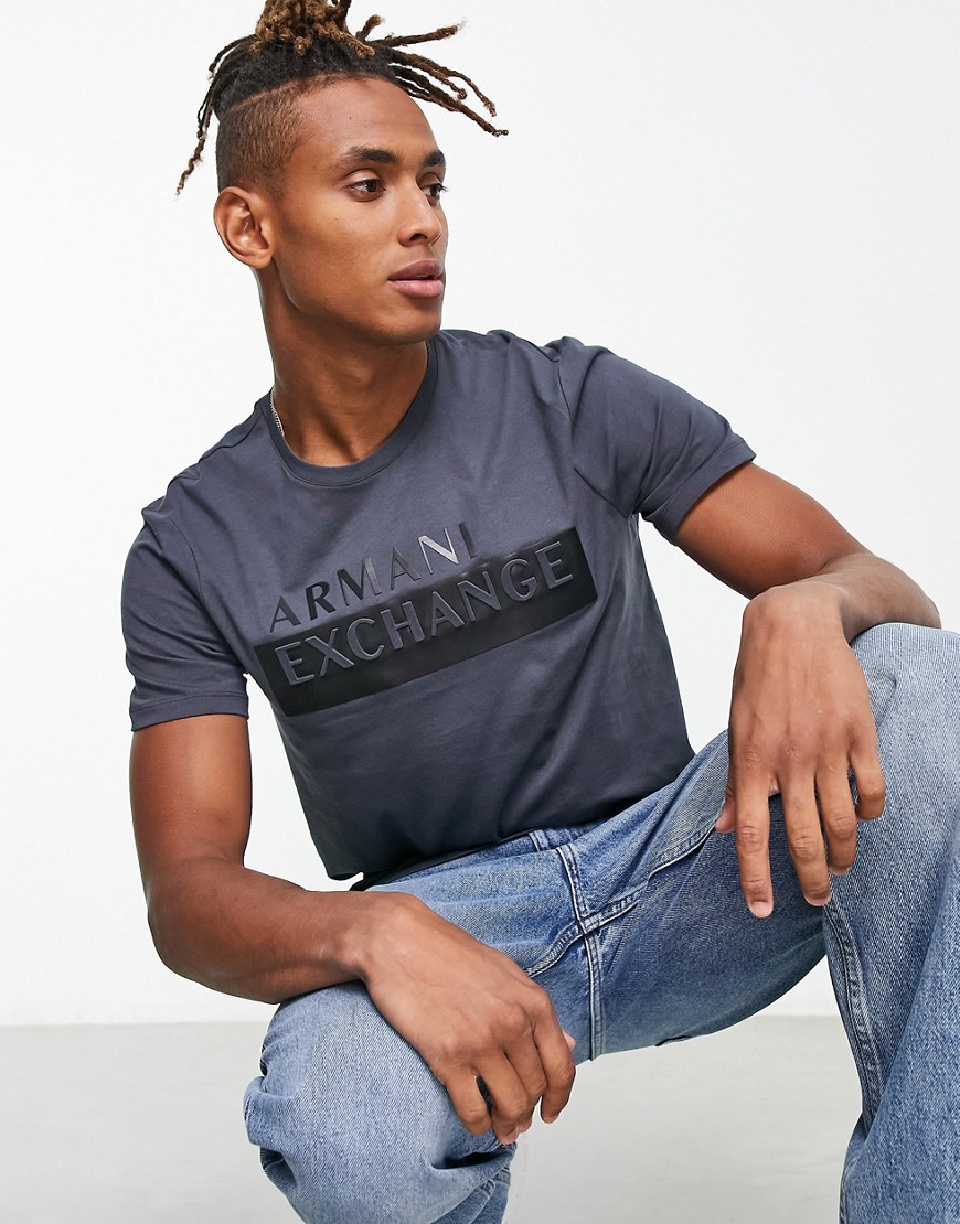 Armani Exchange logo t-shirt in gray-White