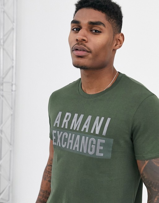 Armani Exchange logo t-shirt in khaki