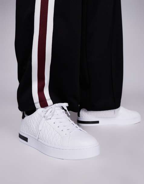 Armani Exchange logo trainers in white and black - view 1
