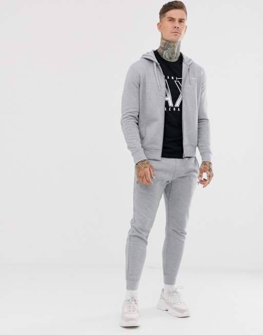 Grey armani exchange on sale hoodie