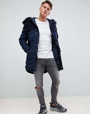 Faux Fur Trim In Navy by Armani Exchange