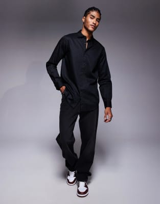 Armani Exchange Long Sleeve All Over Logo Shirt In Black