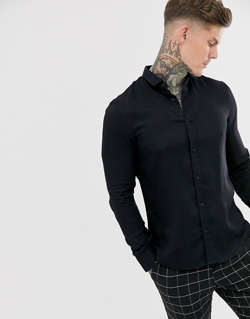Armani Exchange long sleeve logo shirt in black