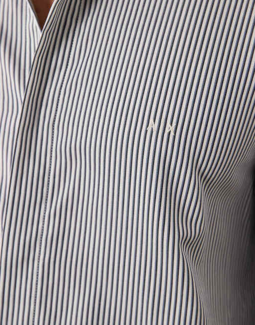 Armani Exchange long sleeve shirt in blue stripe, 4 of 5