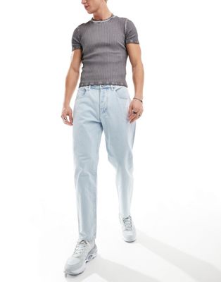Armani Exchange loose tapered fit jeans in light wash