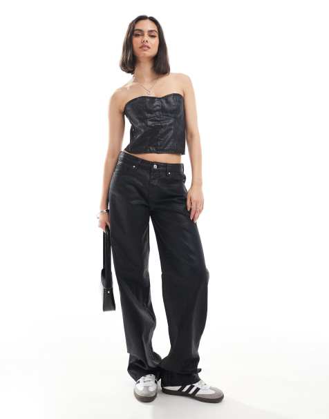 Armani Exchange - Losse jeans in zwart met coating, deel van co-ord set - view 1