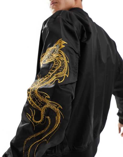 Armani Exchange lunar capsule reversible gold embroid dragon