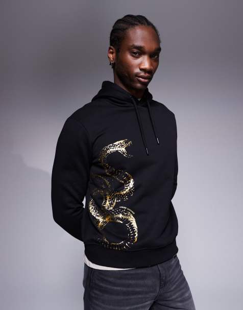 Armani Exchange lunar capsule snake hoodie in black - view 1