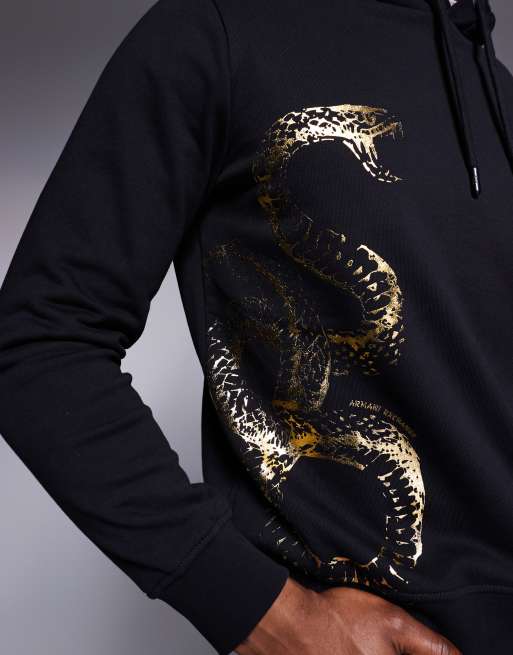 Armani Exchange lunar capsule snake hoodie in black | ASOS