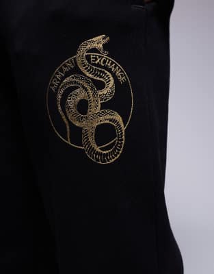 Armani Exchange Lunar Capsule Snake Sweatpants In Black
