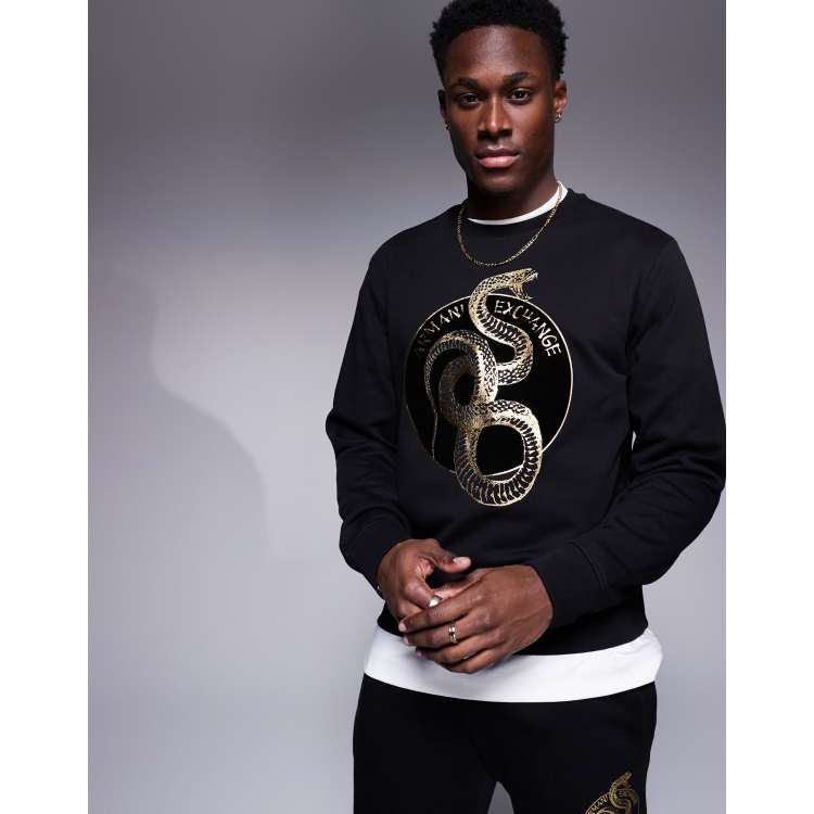 Armani Exchange lunar capsule snake sweatshirt in black | ASOS
