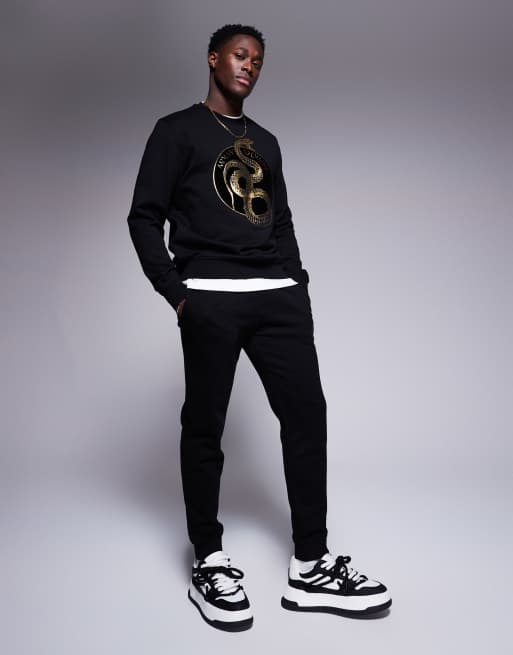 Armani Exchange lunar capsule snake sweatshirt in black, 2 of 4