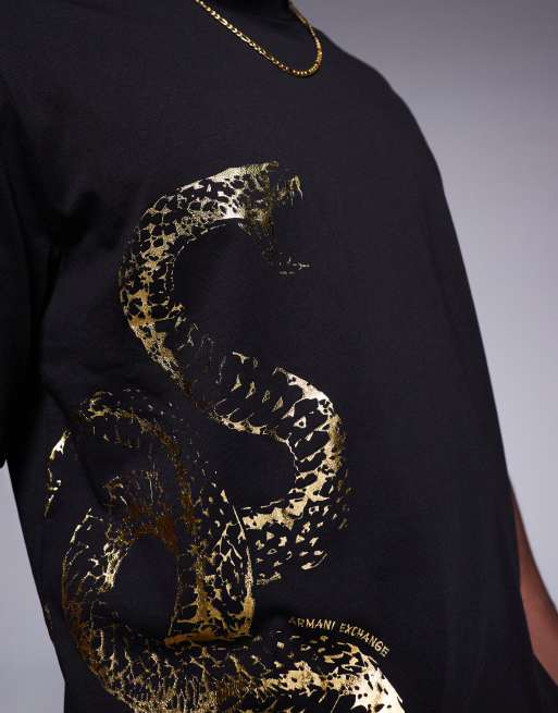 【Armani Exchange】ルナ カプセル スネーク Tシャツ ※送関込 Armani Exchange lunar capsule snake t-shirt in black | ASOS