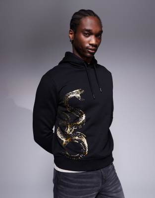 Armani Exchange – Lunar Capsule – Svart huvtröja med ormmönster - view 1