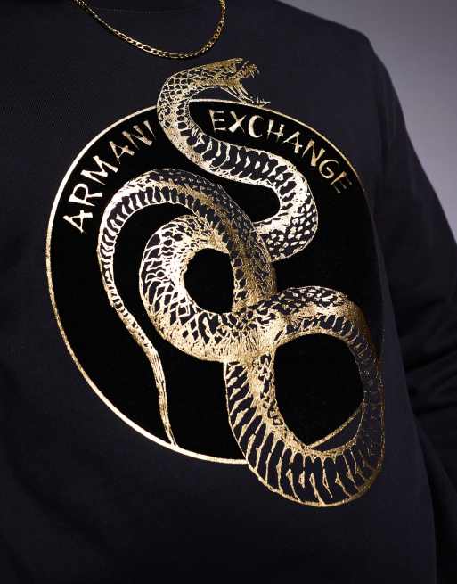 Armani Exchange – Lunar Capsule – Svart sweatshirt med ormmönster, 4 av 4