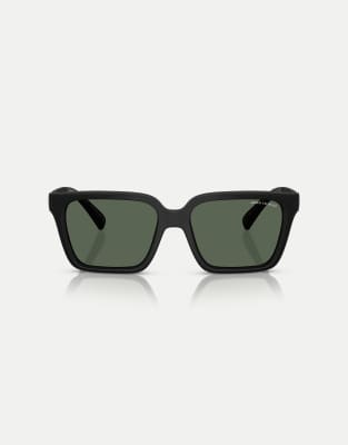 Armani Exchange - Lunettes de soleil carrées avec verres verts - Noir mat