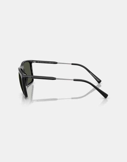 Armani Exchange - Lunettes de soleil carrées avec verres verts polarisés - Noir brillant, 4 de 4