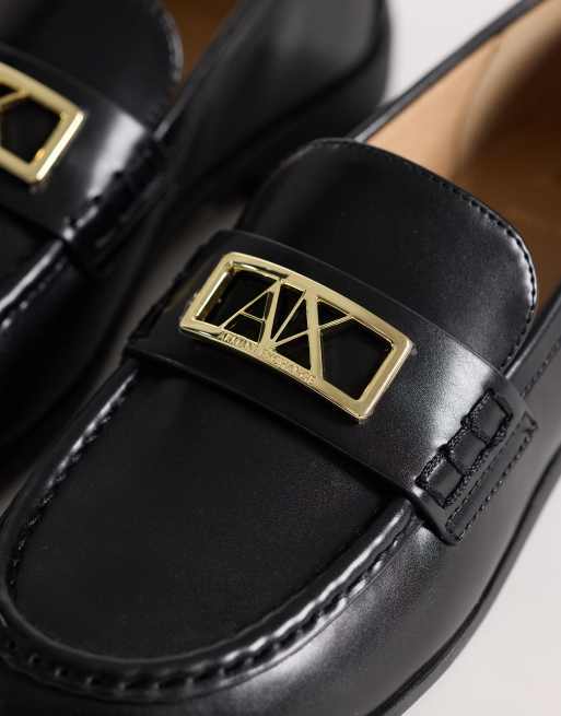 Armani Exchange - Maggie - Sorte mokkasin-loafers med logo, 4 af 4