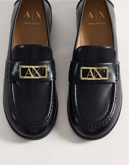 Armani Exchange – Maggie – Svarta mockasin-loafers med logga, 2 av 4