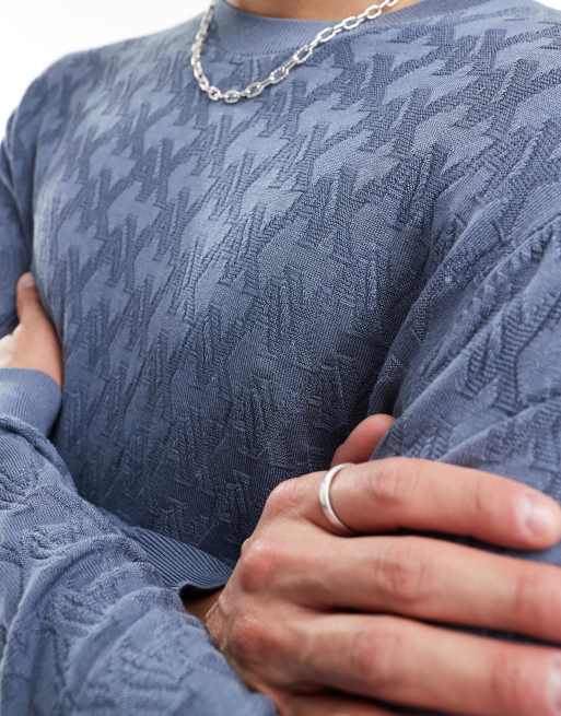 Armani Exchange - Maglione blu con motivo del logo, 3 di 4