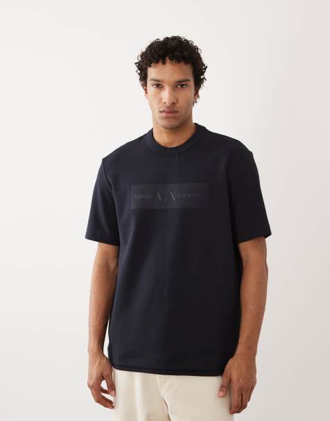 Armani Exchange – Marinblå, stickad t-shirt - view 1