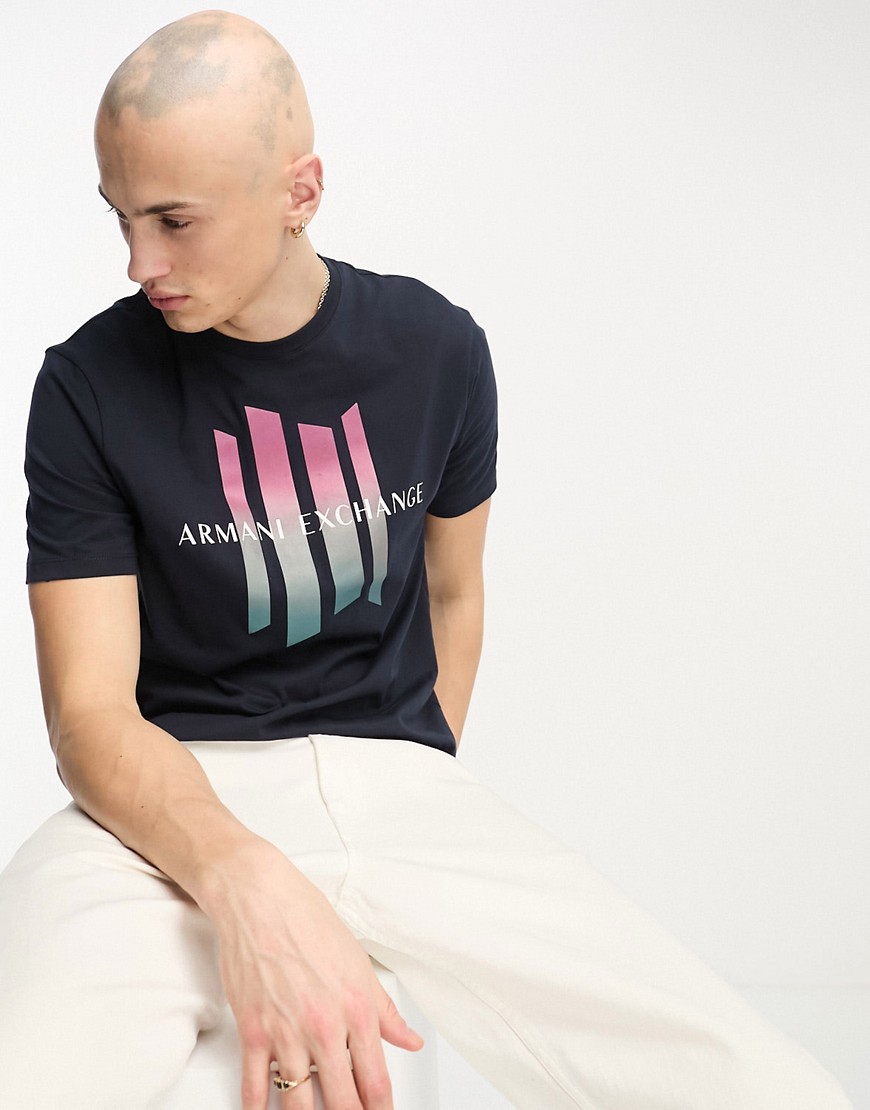 armani exchange - marinblå t-shirt med logga