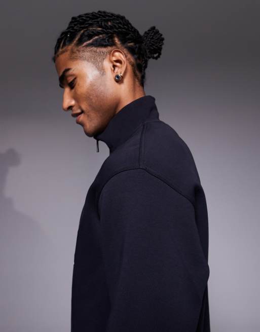 Armani Exchange – Marinblå tröja med logga och kort dragkedja, 4 av 5