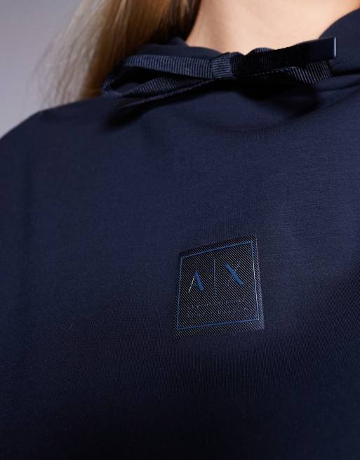 Armani Exchange - Marineblå hættetrøje med centralt logo, 4 af 4