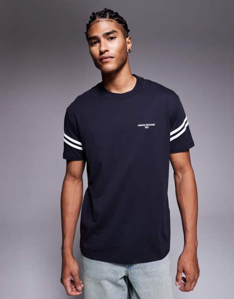 Armani Exchange - Marineblå T-shirt med korte ærmer og logo - view 1