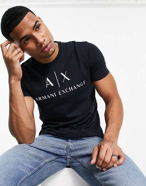 Armani Exchange - Marineblå T-shirt med logo - view 1