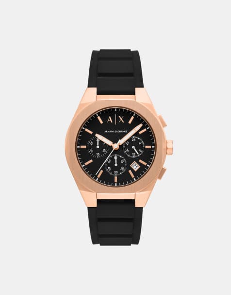 Armani Exchange Men quartz/chrono sync, black stainless steel in black - view 1