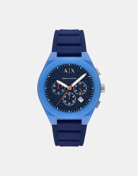 Armani Exchange Men quartz/chrono sync, blue nylon in blue - view 1