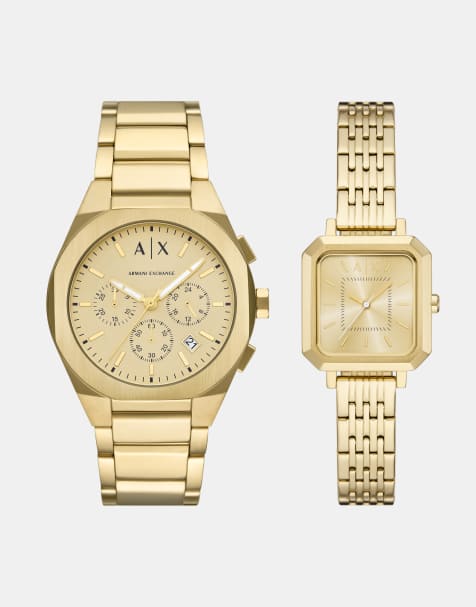 Armani Exchange Men quartz/chrono sync, gold stainless steel in gold - view 1