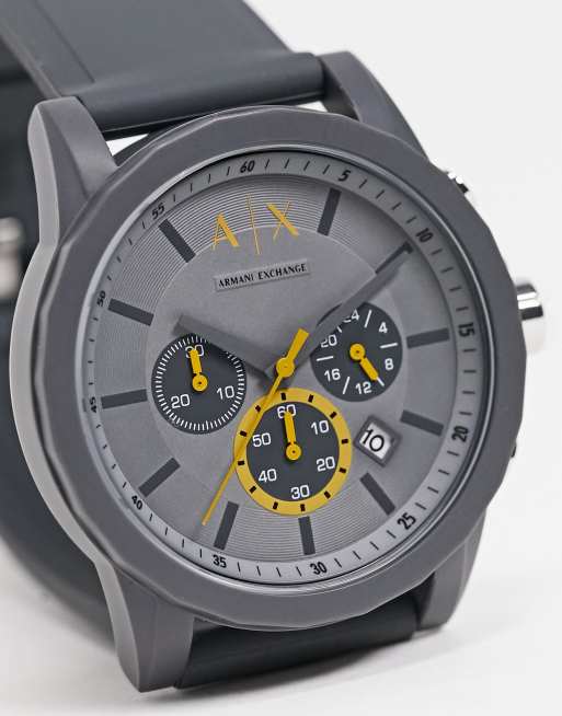 Armani Exchange mens outerbanks silicone watch in grey AX7123 | ASOS