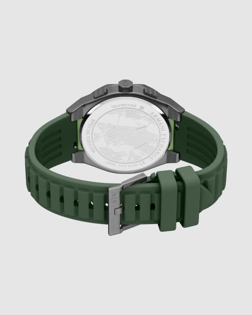 Armani Exchange Men's sync chronograph green silicone watch, ax4292 in green silicone, 4 of 4