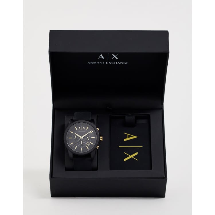 Armani Exchange mens watch with luggage tag gift set ASOS