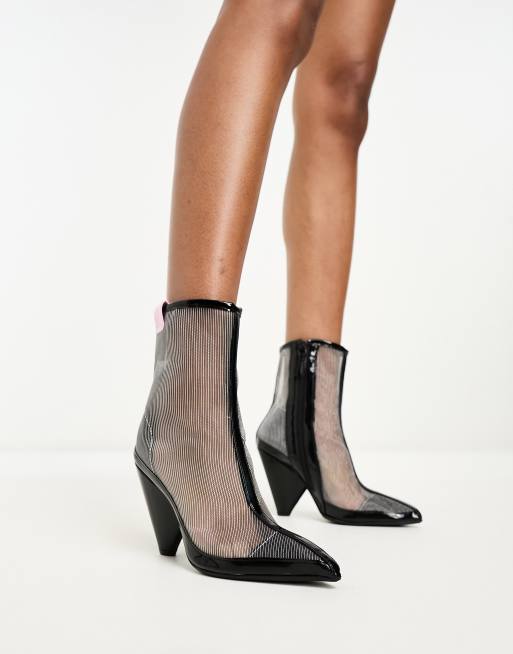 Black cheap mesh booties