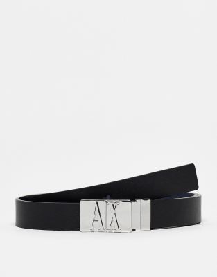 Armani Exchange Black AX Hinge 1.2 Reversible Belt