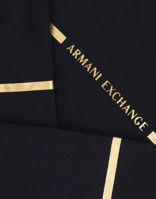 Armani Exchange metallic detail hoodie in black & gold SUIT 7 | ASOS