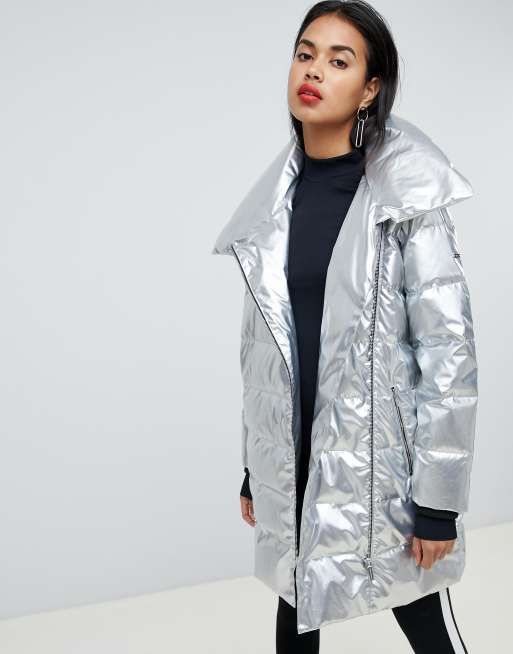 Armani Exchange metallic longline padded jacket ASOS