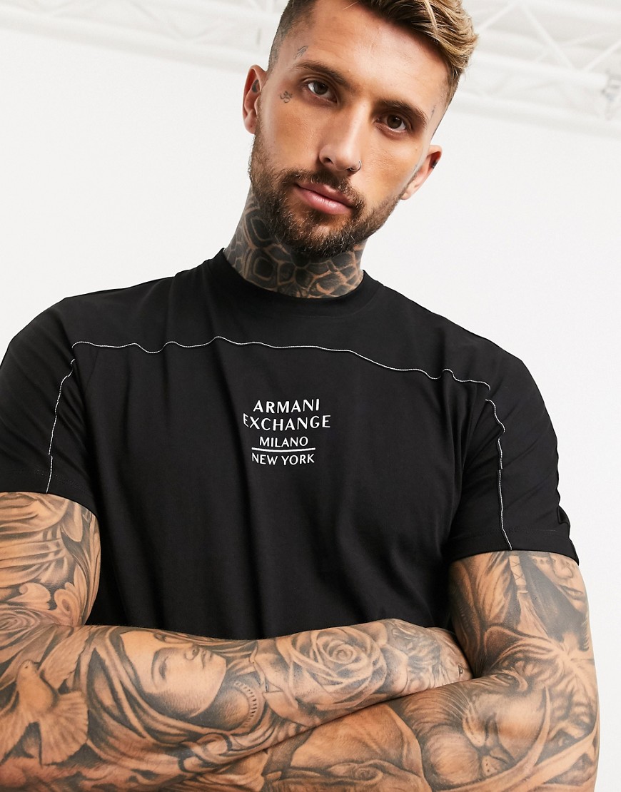Armani Exchange Milano New York logo t-shirt in-Black