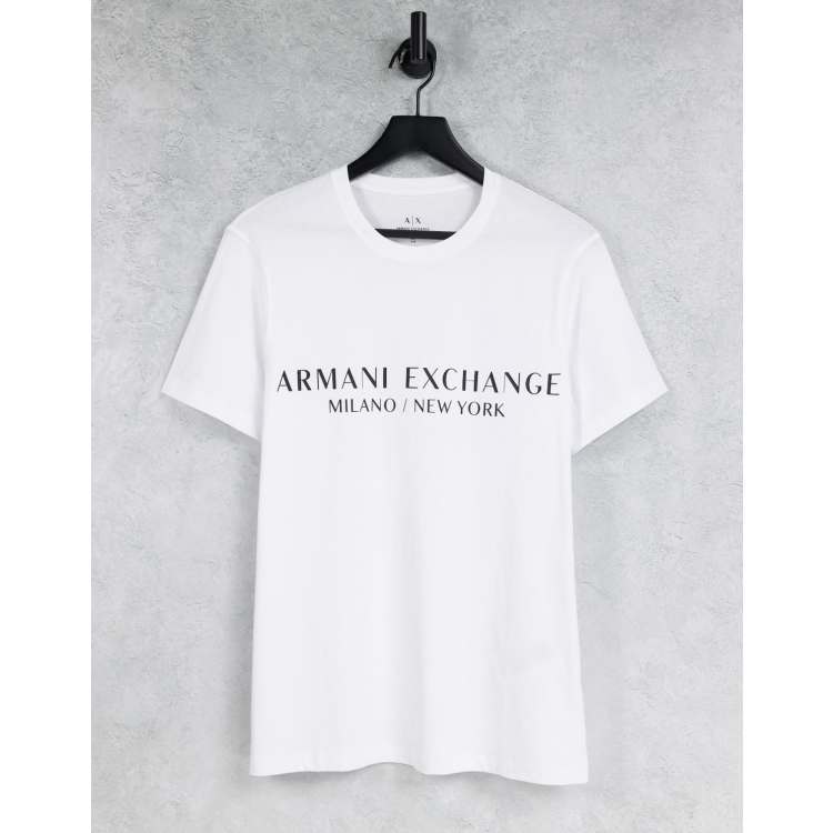 Armani Exchange Milano New York T shirt in white ASOS