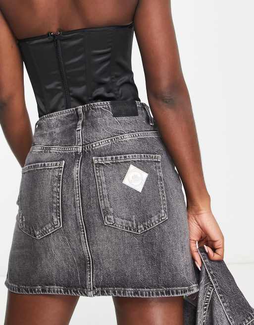 Armani Exchange mini denim skirt in grey ASOS